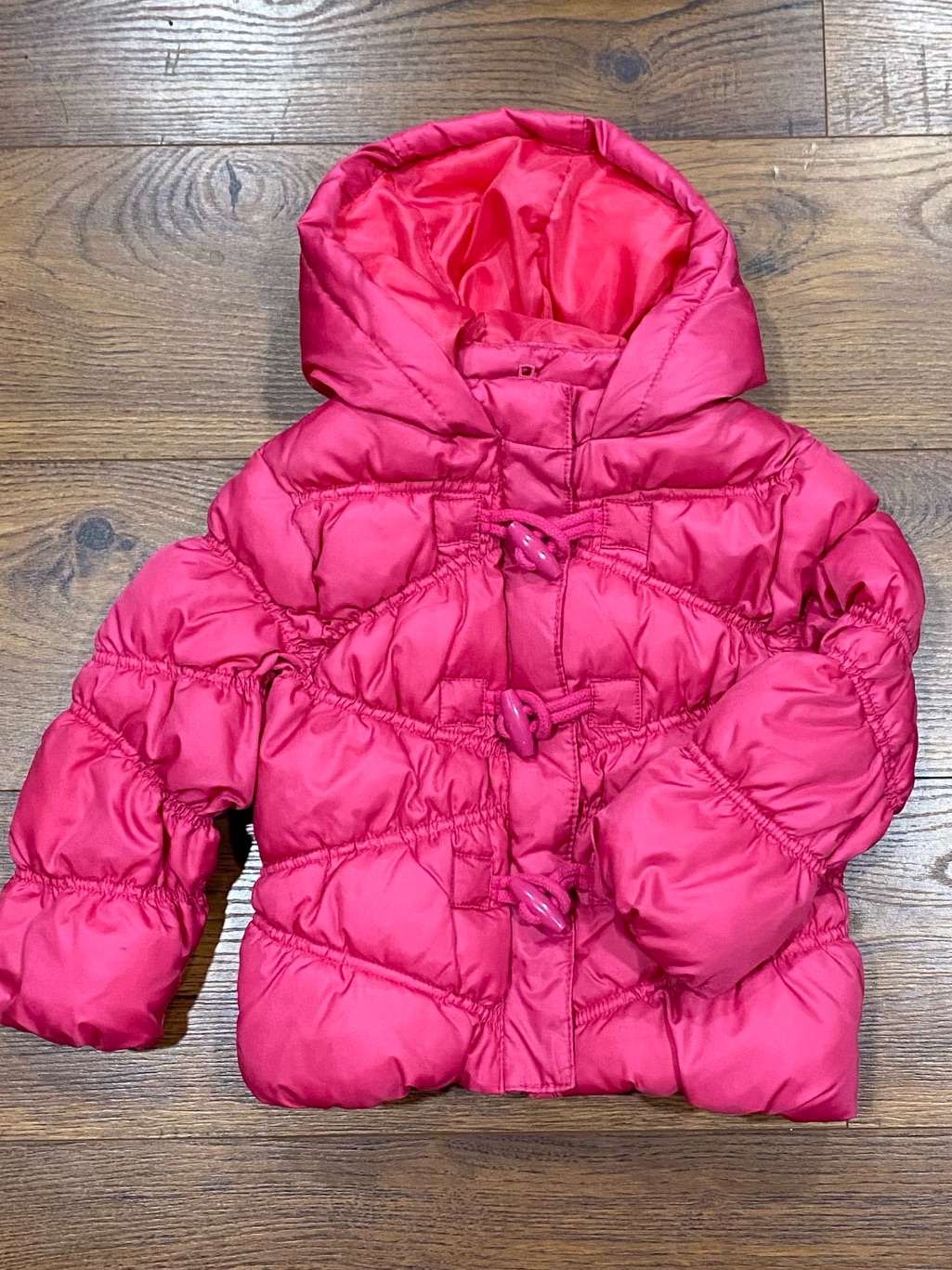 Gymboree Girls Raspberry Pink Quilted Toggle Puffer Coat With Hood Size 4